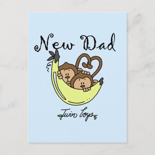 apen Papa van Twin Boys Tshirts en cadeautjes Briefkaart (Voorkant)