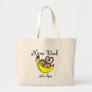 apen Papa van Twin Boys Tshirts en cadeautjes Grote Tote Bag