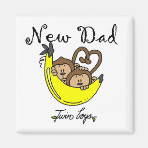 apen Papa van Twin Boys Tshirts en cadeautjes Magneet