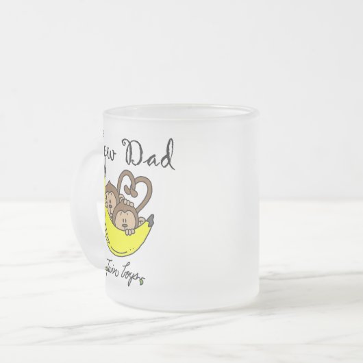 apen Papa van Twin Boys Tshirts en cadeautjes Matglas Koffiemok (Voorkant links)