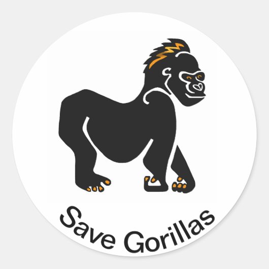 Apen - Red GORILLA's - Bedreigde dieren - Ronde Sticker (Voorkant)