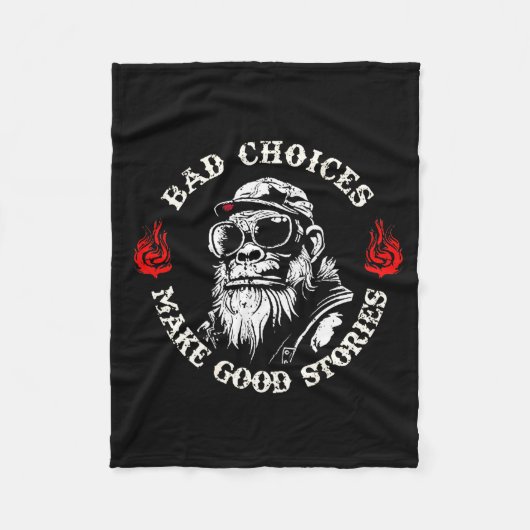 Apen slechte keuzes maken goede verhalen (op achte fleece deken (Voorkant)