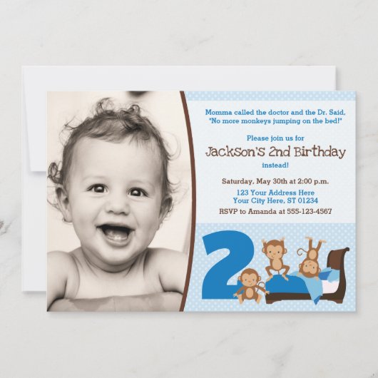 Apen springen op het bed verjaardagsuitnodiging kaart (Voorkant)