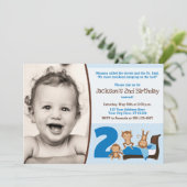 Apen springen op het bed verjaardagsuitnodiging kaart (Staand voorkant)