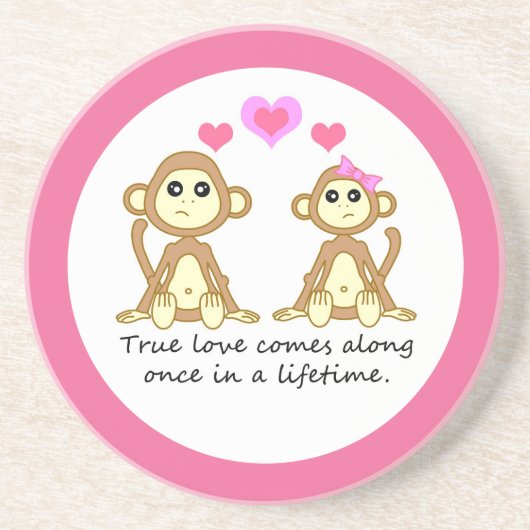 apen True Love Zandsteen Onderzetter (Voorkant)