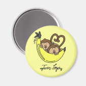 Apen Twin Boys Tshirts en geschenken Magneet (Voorkant / Achterkant)