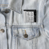 apen uit het Album van de Vallardi Vierkante Button 5,1 Cm (In situ)