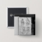 apen uit het Album van de Vallardi Vierkante Button 5,1 Cm (Voorkant /achterkant)