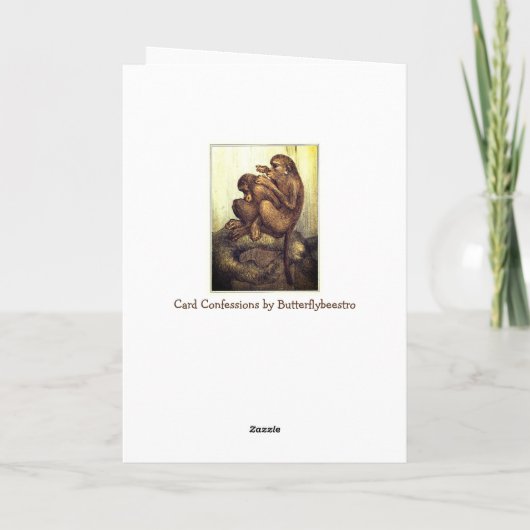 Apen verzorgen elkaar grappig romantisch schattig kaart (Achterkant)
