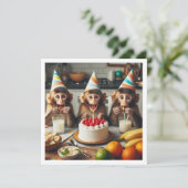 Apen vieren verjaardag, feestapen kaart (Staand voorkant)