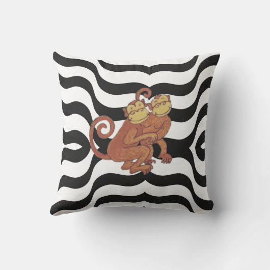 apen voor Zebra-afdrukken Zwart en wit Kussen (Achterkant)