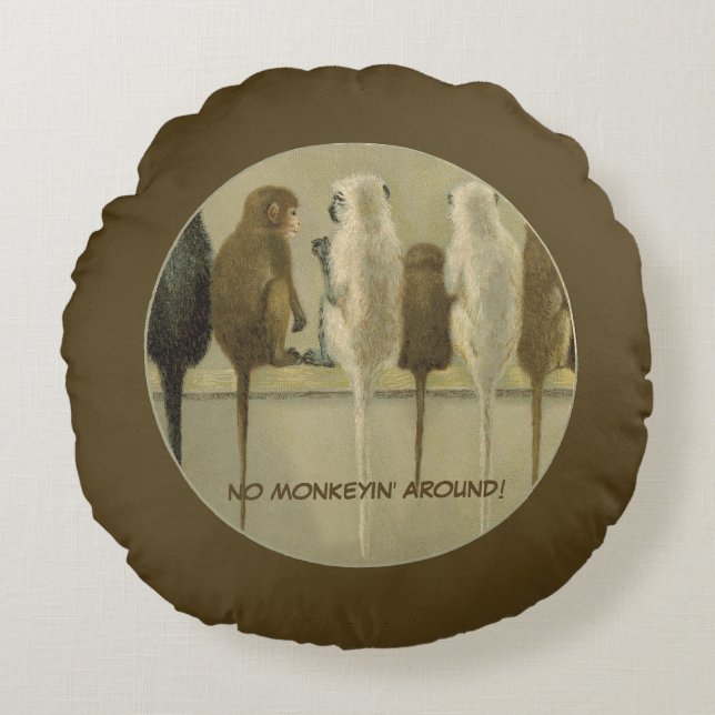 Apen Zakelijke Verjaardag Van Groep Gepersonalisee Rond Kussen (Voorkant)