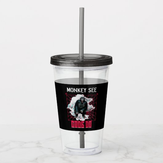Apen zien code doen Webontwikkelaar humor Acryl Drinkbeker (Voorkant)