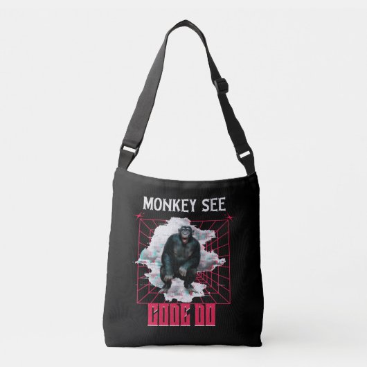 Apen zien code doen Webontwikkelaar humor Crossbody Tas (Voorkant)
