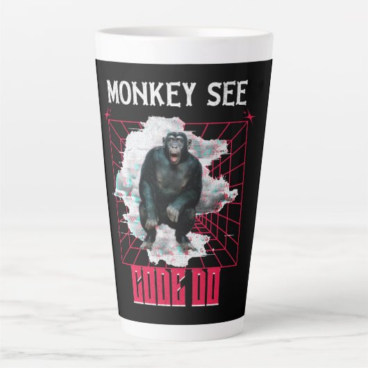 Apen zien code doen Webontwikkelaar humor Latte Mok (Voorkant)