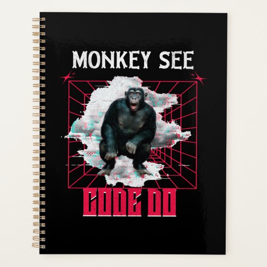 Apen zien code doen Webontwikkelaar humor Planner (Voorkant)