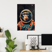 Apenastronaut Poster, Apen Retro Print (Thuiskantoor)