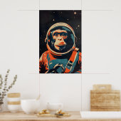Apenastronaut Poster, Apen Retro Print (Keuken)