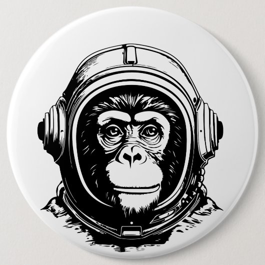 Apenastronaut Ronde Button 6,0 Cm (Voorkant)
