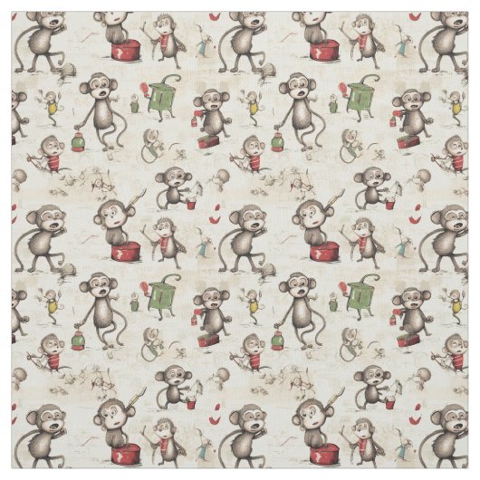 Apenavonturen: Whimsy Monkey Stof (Swatch)