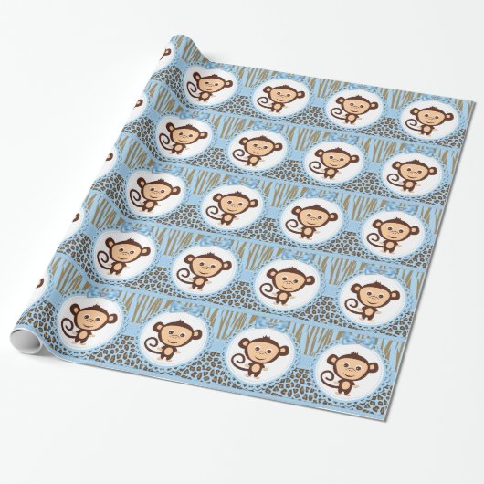 Apenbabyborrel voor jongens cadeaupapier (Uitgerold)