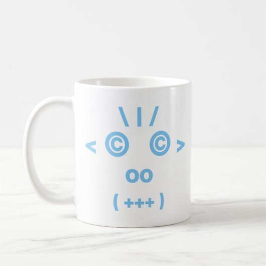 Apengezicht (blauw) koffiemok (Links)