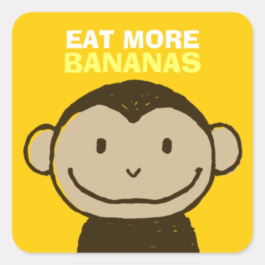 apengezicht | Eet meer bananen Vierkante Sticker (Voorkant)