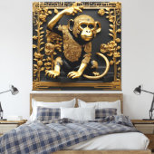 Apengoud en zwart sierlijk lijst canvas afdruk (Insitu (Slaapkamer))