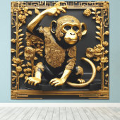 Apengoud en zwart sierlijk lijst canvas afdruk (Insitu (Houten vloer))