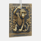 Apengoud en zwart sierlijk lijst glas ornament (Voorkant Rechts)