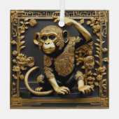 Apengoud en zwart sierlijk lijst glas ornament (Achterkant)