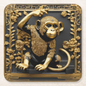 Apengoud en zwart sierlijk lijst kartonnen onderzetters (Voorkant)