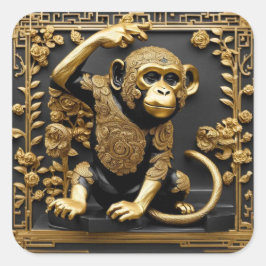 Apengoud en zwart sierlijk lijst vierkante sticker