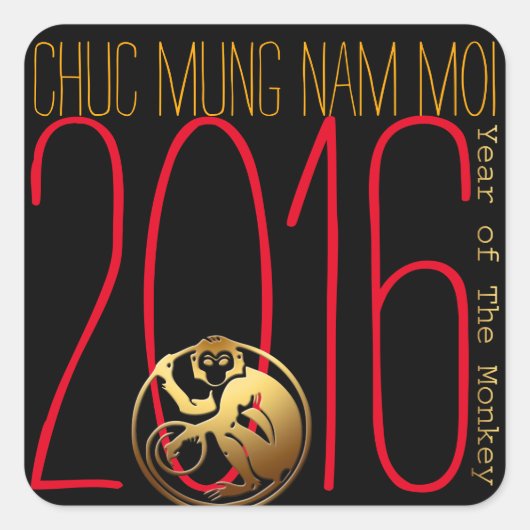 Apenjaar 2016 Vietnamees Nieuwjaar Stickers (Voorkant)