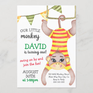 Apenjongen eerste verjaardag Wild Eén circusaap Kaart