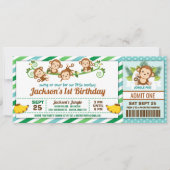 Apenjongen Jungle Ticket Pas Verjaardagsfeestje Kaart (Voorkant)