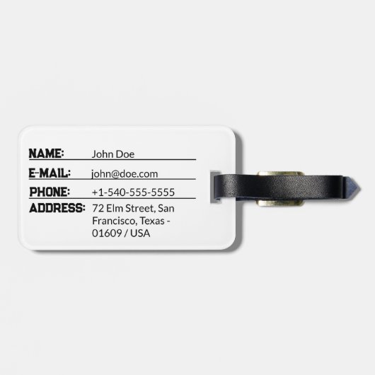 apenkop bagagelabel (Achterkant horizontaal)