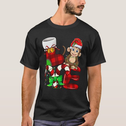 Apenliefhebber Kerstaap Dragen Santa Hoed Ch T-shirt (Voorkant)