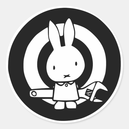 Apenmoersleutel Konijn Ronde Sticker (Voorkant)