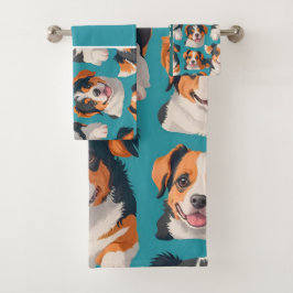 Apennine Wolf Mozaïek Kleurrijk Aangepast Patroon Bad Handdoek