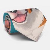 Apennine Wolf Mozaïek Kleurrijk Aangepast Patroon Stropdas (Opgerold)