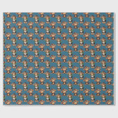 Apenpatroonontwerp Blauw Cadeaupapier (Vlak)