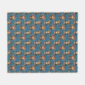 Apenpatroonontwerp Blauw  Fleece Deken (Voorkant (Horizontaal))