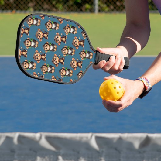 Apenpatroonontwerp Blauw Pickleball Paddle (Insitu)