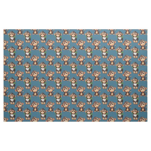 Apenpatroonontwerp Blauw Stof (Fat Quarter)