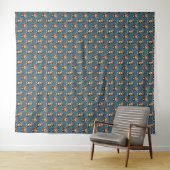 Apenpatroonontwerp Blauw Wandkleed (In Situ (horizontaal))