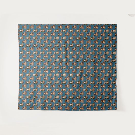 Apenpatroonontwerp Blauw Wandkleed (Voorkant (horizontaal))