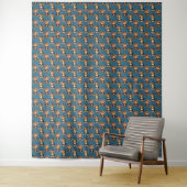 Apenpatroonontwerp Blauw Wandkleed (In situ)