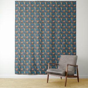 Apenpatroonontwerp Blauw  Wandkleed