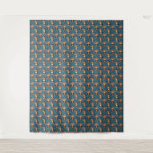 Apenpatroonontwerp Blauw Wandkleed (Voorkant)